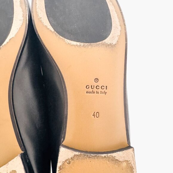 Gucci Jordaan Horsebit Loafer EU 40 US 10 Black Leather Buckle Flat Dress Shoe - Picture 12 of 16